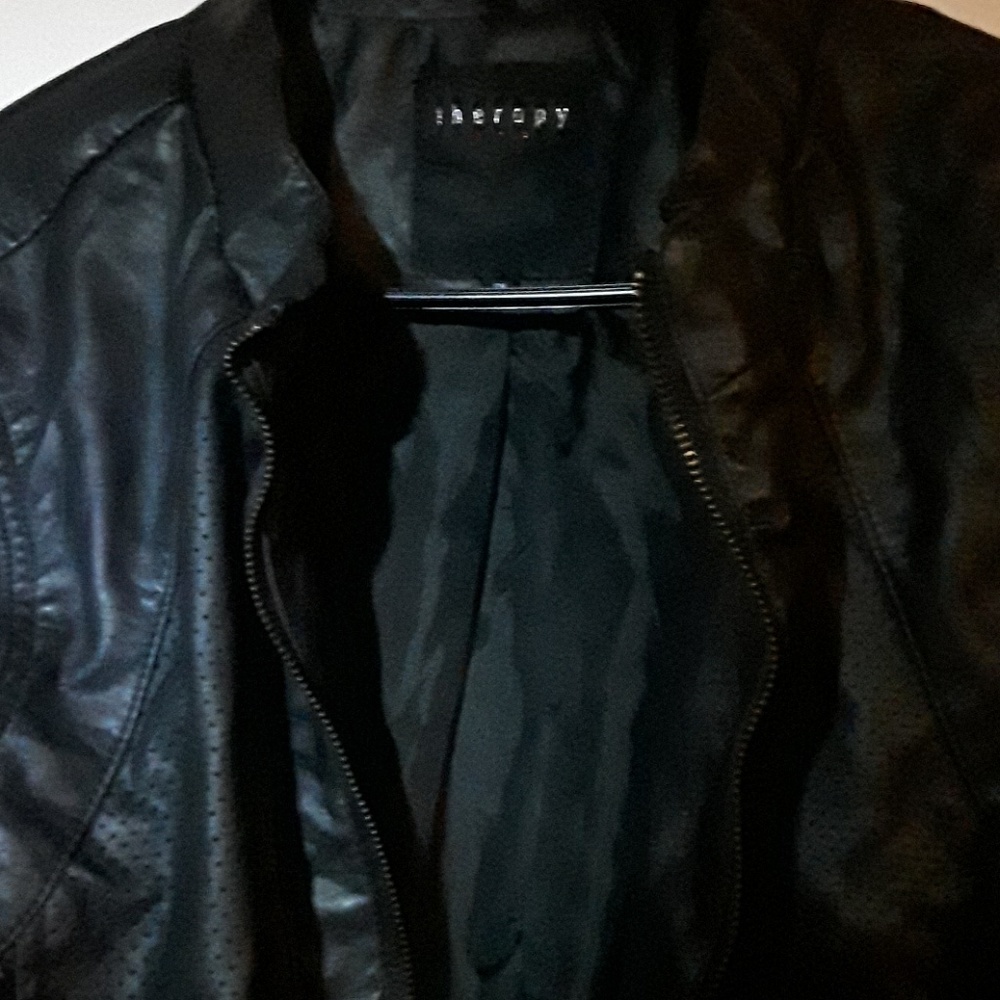 Women's black leather jacket size 2X by therapy
